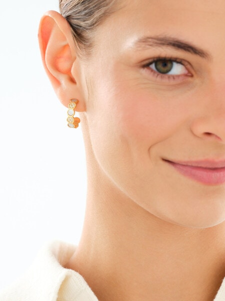 Stainless Steel Hoop Earring with Cubic Zirconia