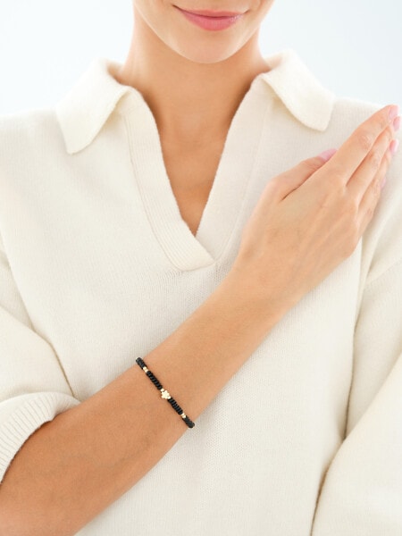 Rhodium-Plated Brass Bracelet with Agate