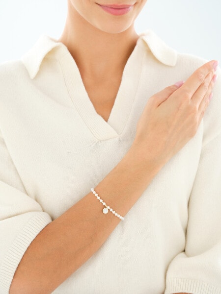 Gold-Plated Brass Bracelet with Synthetic Pearl