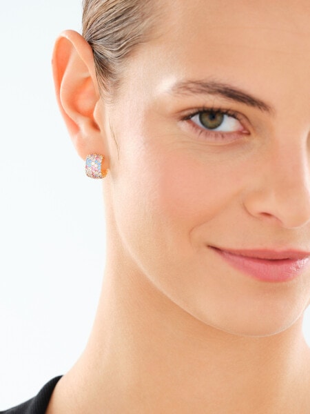 Gold-Plated Brass, Gold-Plated Silver Earrings with Cubic Zirconia