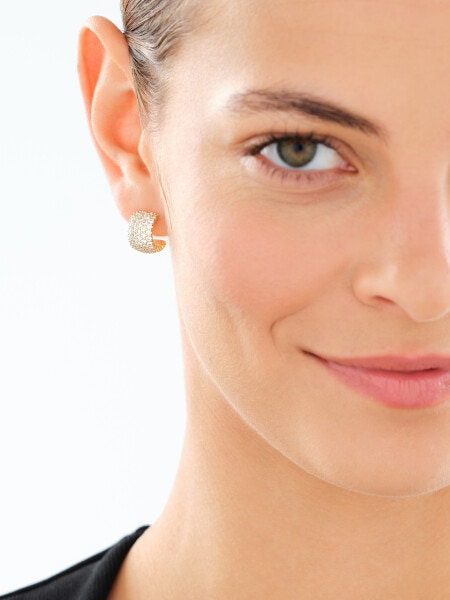 Gold-Plated Brass, Gold-Plated Silver Earrings with Cubic Zirconia