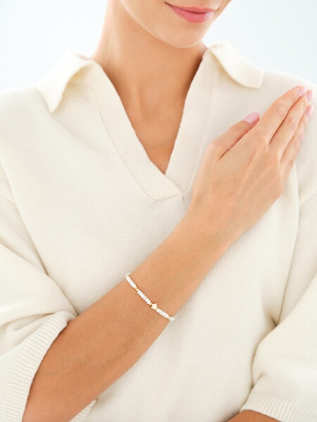 Gold-Plated Brass Bracelet with Mother Of Pearl