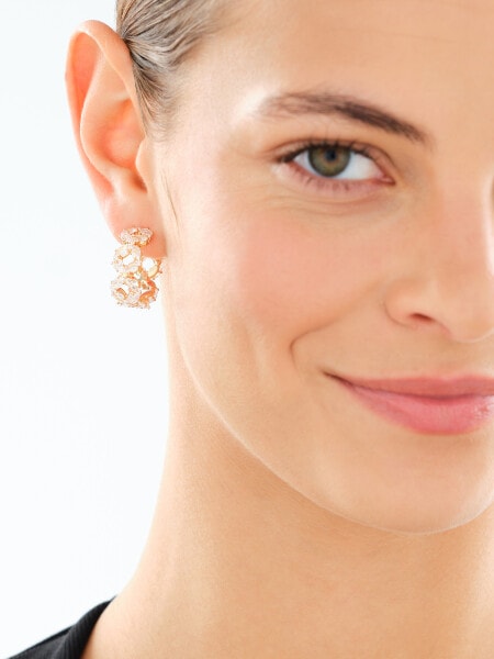 Gold-Plated Brass Hoop Earring with Cubic Zirconia