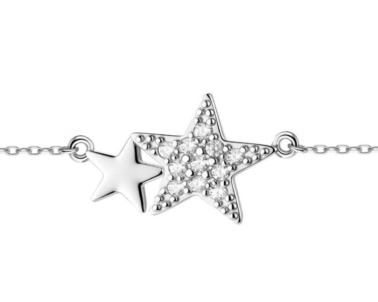 Rhodium Plated Silver Bracelet with Cubic Zirconia