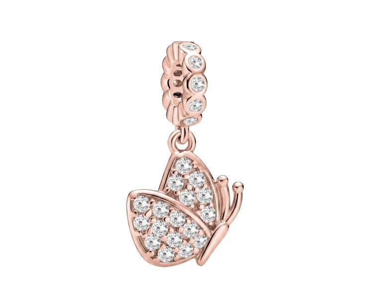 Zawieszka beads z cyrkoniami - motyl