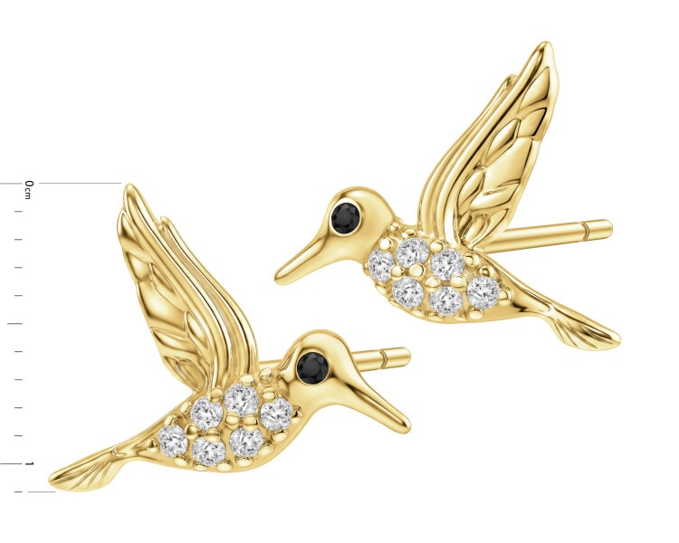 8 K Yellow Gold Earrings with Cubic Zirconia