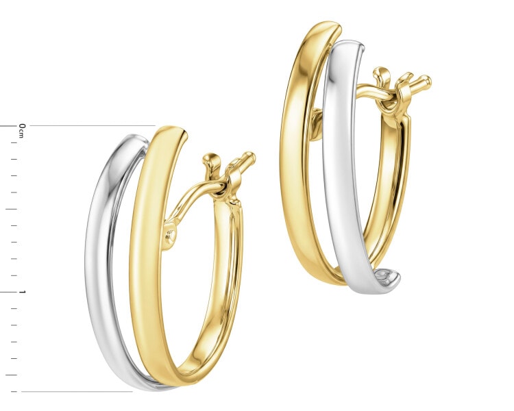 14 K Rhodium-Plated Yellow Gold Earrings 