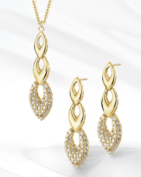 14 K Rhodium-Plated Yellow Gold Dangling Earring 