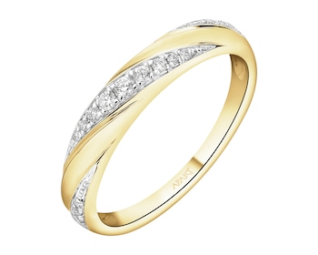 Pierścionek z żółtego złota z brylantami - 0,10 ct - próba 585