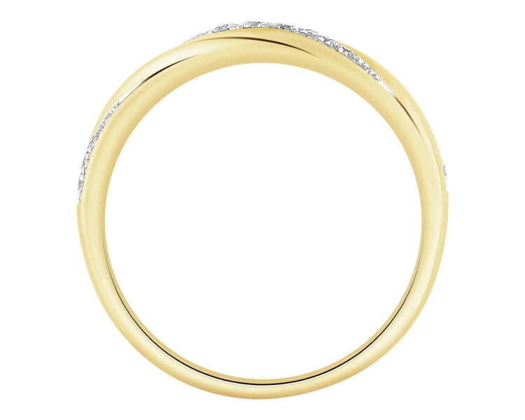 Pierścionek z żółtego złota z brylantami - 0,10 ct - próba 585