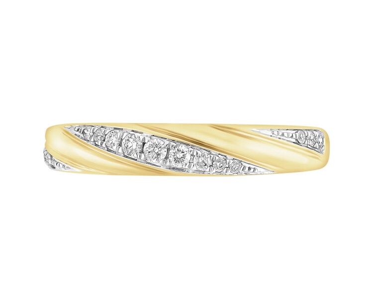 Pierścionek z żółtego złota z brylantami - 0,10 ct - próba 585