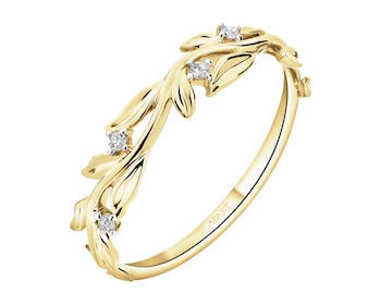 Pierścionek z żółtego złota z diamentami - 0,03 ct - próba 375