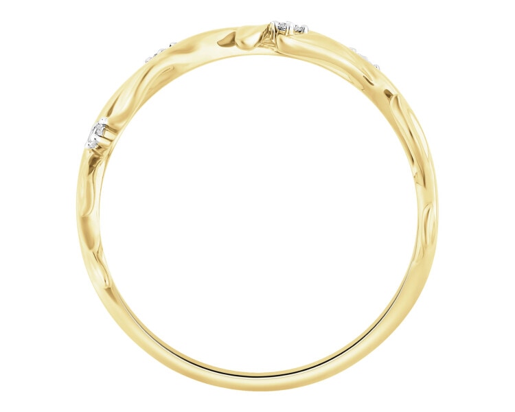 Pierścionek z żółtego złota z diamentami - 0,03 ct - próba 375