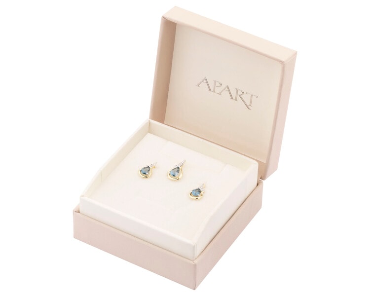 9 K Rhodium-Plated Yellow Gold Set - fineness 9 K