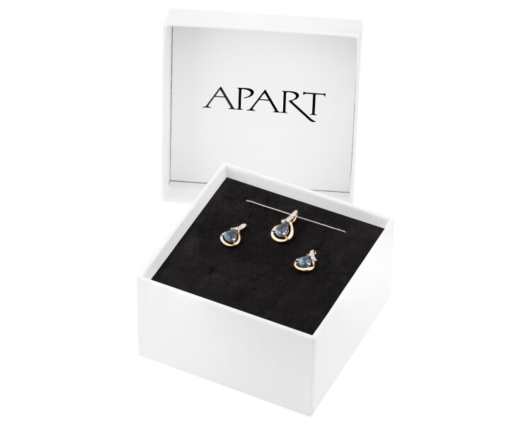 14 K Rhodium-Plated Yellow Gold Set - fineness 14 K
