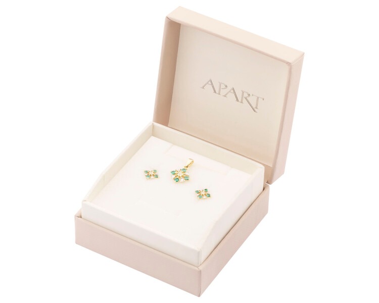 14 K Rhodium-Plated Yellow Gold Set - fineness 14 K