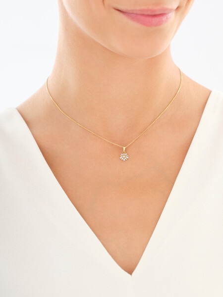 14 K Rhodium-Plated Yellow Gold Set with Diamonds - 0,01 ct - fineness 14 K