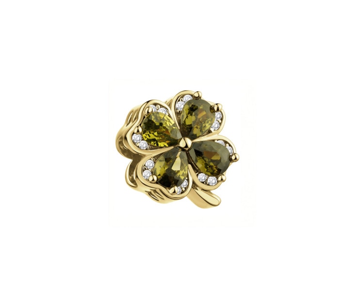 Zawieszka beads z cyrkoniami - koniczyna