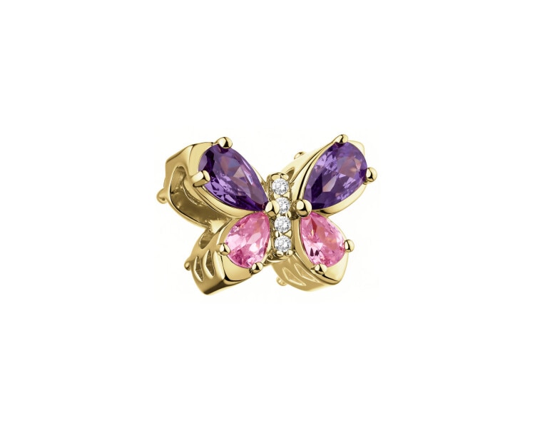 Zawieszka beads z cyrkoniami - motyl