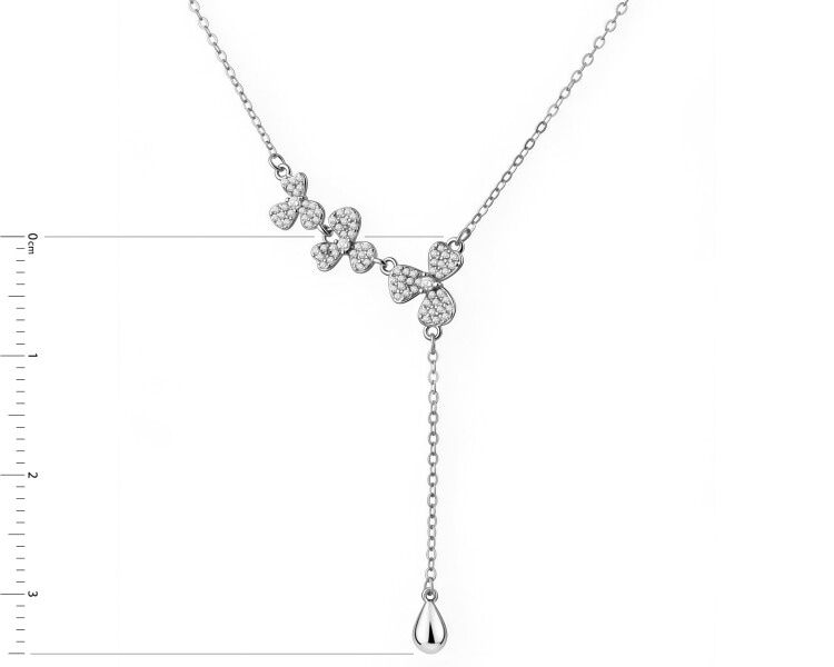 Rhodium Plated Silver Necklace with Cubic Zirconia