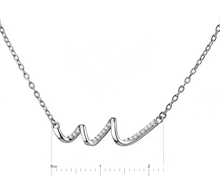 Rhodium Plated Silver Necklace with Cubic Zirconia