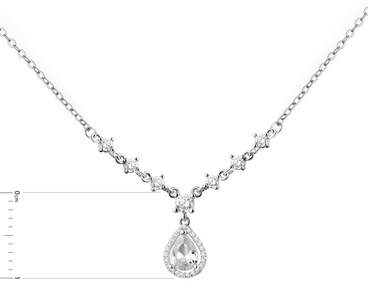 Rhodium Plated Silver Necklace with Cubic Zirconia
