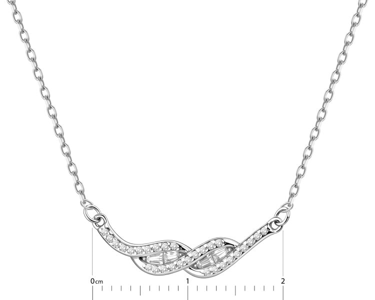 Rhodium Plated Silver Necklace with Cubic Zirconia