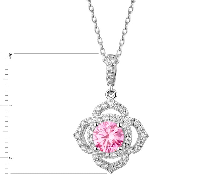 Rhodium Plated Silver Necklace with Cubic Zirconia