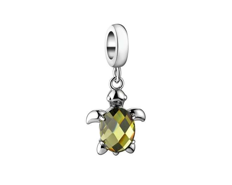 Zawieszka srebrna beads z cyrkonią - żółw