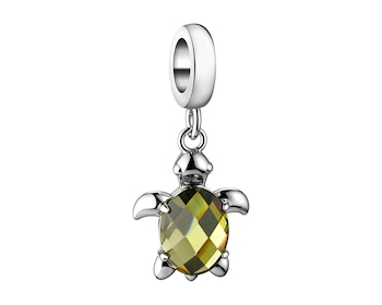 Zawieszka srebrna beads z cyrkonią - żółw