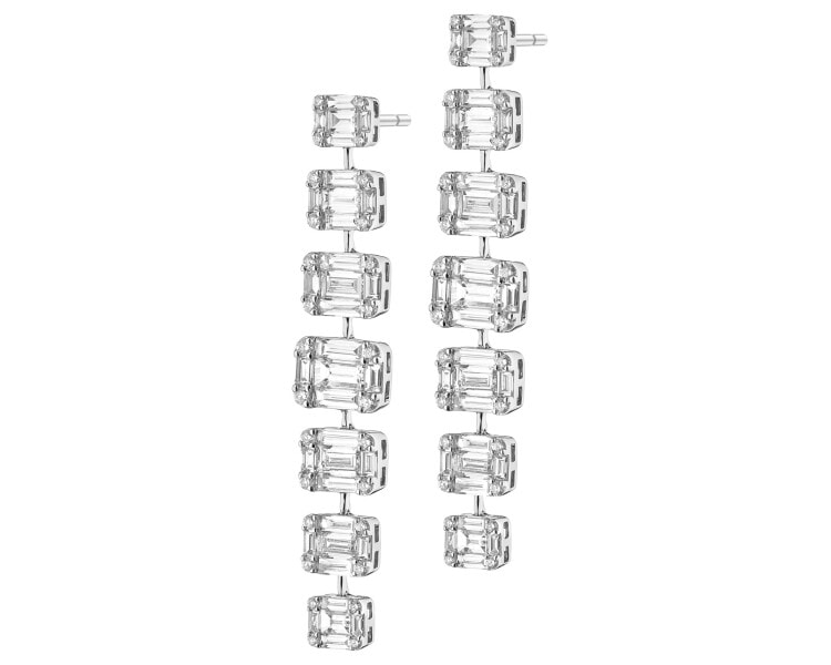 Kolczyki z białego złota z diamentami - 3,25 ct - próba 750