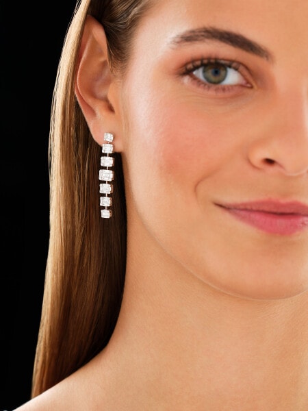 18 K Rhodium-Plated White Gold Dangling Earring  - 3,25 ct - fineness 18 K