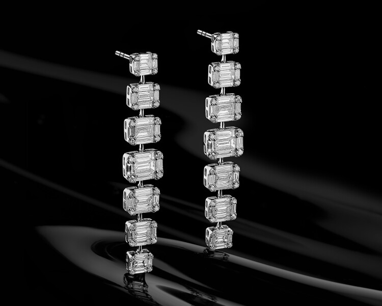 Kolczyki z białego złota z diamentami - 3,25 ct - próba 750