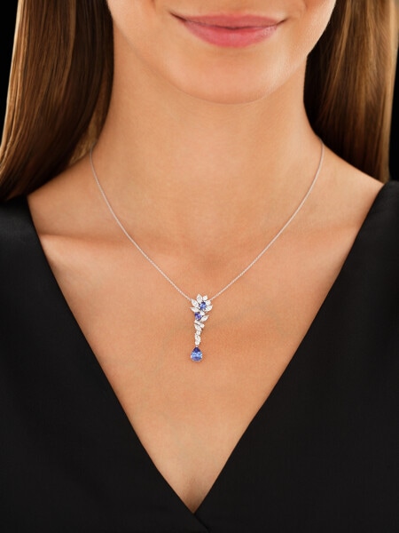 18 K Rhodium-Plated White Gold Necklace  - fineness 18 K