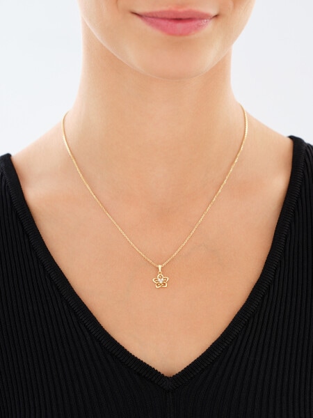 Zawieszka z żółtego złota z diamentami - kwiat - 0,02 ct - próba 375