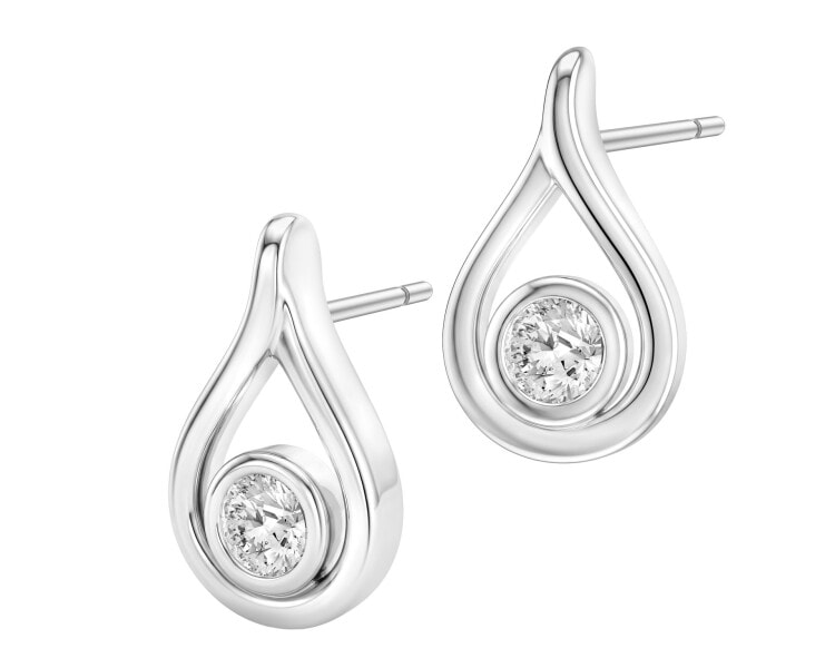 Kolczyki srebrne z diamentami laboratoryjnymi - 0,07 ct