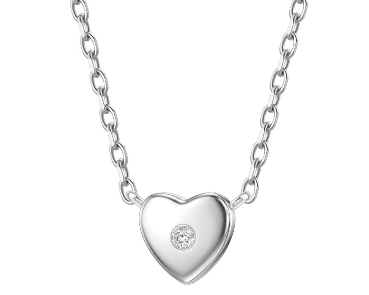 Naszyjnik srebrny z diamentem laboratoryjnym - serce - 0,012 ct