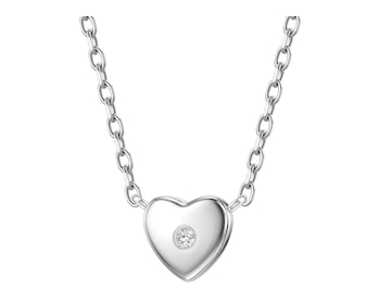 Naszyjnik srebrny z diamentem laboratoryjnym - serce - 0,012 ct