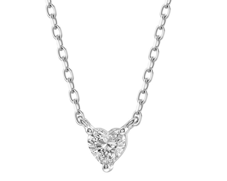 Naszyjnik srebrny z diamentem laboratoryjnym - serce - 0,175 ct