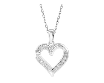 Naszyjnik srebrny z diamentami laboratoryjnymi - serce - 0,08 ct