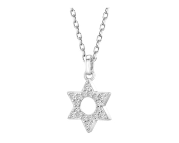 Naszyjnik srebrny z diamentami laboratoryjnymi - gwiazdy - 0,120 ct