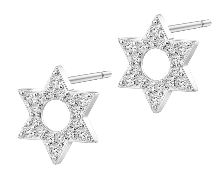 Kolczyki srebrne z diamentami laboratoryjnymi - gwiazdy - 0,24 ct