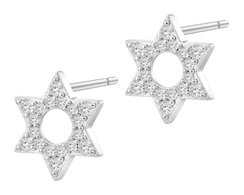 Kolczyki srebrne z diamentami laboratoryjnymi - gwiazdy - 0,24 ct