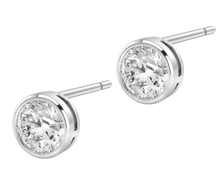 Kolczyki srebrne z diamentami laboratoryjnymi - koła - 0,32 ct
