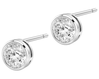 Kolczyki srebrne z diamentami laboratoryjnymi - koła - 0,32 ct