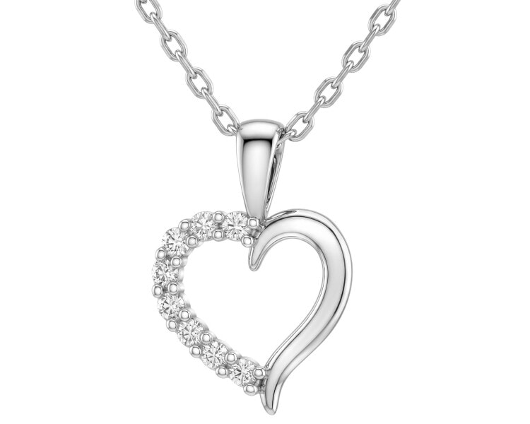 Naszyjnik srebrny z diamentami laboratoryjnymi - serce - 0,14 ct