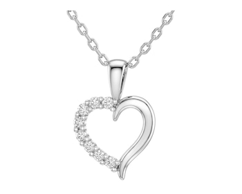 Naszyjnik srebrny z diamentami laboratoryjnymi - serce - 0,14 ct