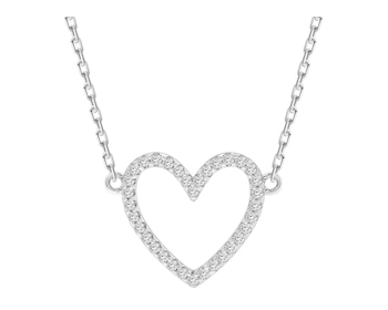 Naszyjnik srebrny z diamentami laboratoryjnymi - serce - 0,17 ct