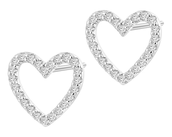Kolczyki srebrne z diamentami laboratoryjnymi - serca - 0,23 ct