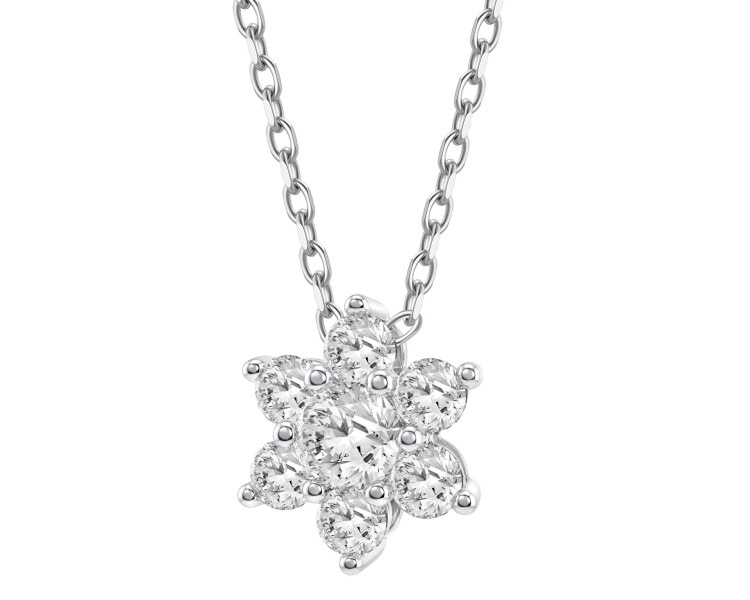 Naszyjnik srebrny z diamentami laboratoryjnymi - kwiat - 0,44 ct